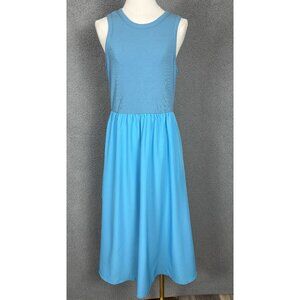 Naggoo Women's Sleeveless Blue Midi Sun Dress Knit Top  Fit & Flare  Lg NWT's.